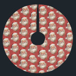 Holly Jolly Santa Claus Retro Christmas Pattern Brushed Polyester Tree Skirt<br><div class="desc">Tree skirt with a joyful illustration of a vintage style Santa Claus with red rosy cheeks. Wearing his classic red Santa hat and his big white beard. A sprig of holly adds to the festive holiday spirit of this design.</div>