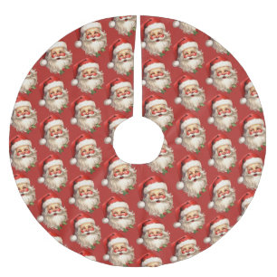 Holly Jolly Santa Claus Retro Christmas Pattern Brushed Polyester Tree Skirt