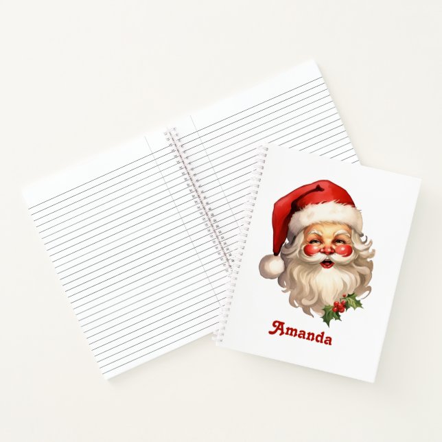  Holly Jolly Santa Claus Retro Style Christmas Notebook (Inside)