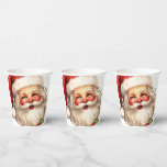 Holly Jolly Santa Claus Retro Style Christmas Paper Cups<br><div class="desc">Paper cups with a joyful illustration of a vintage style Santa Claus with red rosy cheeks. wearing his classic red Santa hat and his big white bear. A sprig of holly adds to the festive holiday spirit of this design.</div>