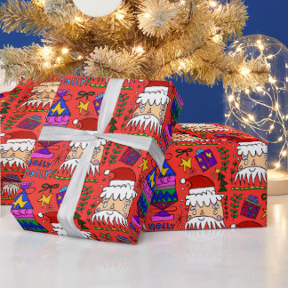 Holly Jolly Santa Wrapping Paper