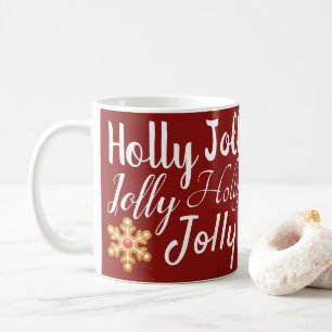 Holly Jolly Script & Gingerbread Cookies Christmas Coffee Mug