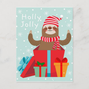 Holly Jolly Sloth Postcard