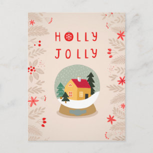 Holly Jolly Snow Globe - A Cosy Holiday Delight Postcard