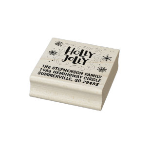 Holly Jolly Snowflakes Holiday Address Stamp