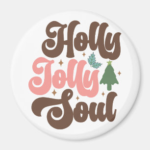 Holly Jolly Soul Retro Groovy Christmas Holidays Magnet