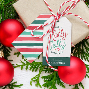 Holly Jolly Stripes Christmas Gift Tags