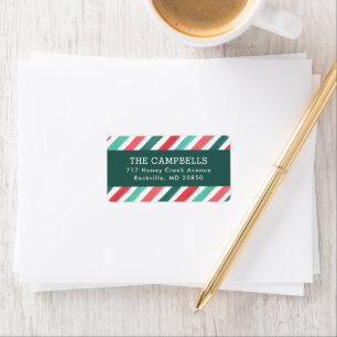 Holly Jolly Stripes Holiday Return Address Label