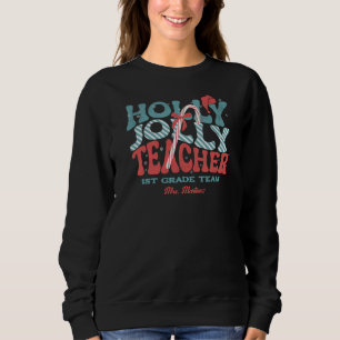 Holly Jolly Teacher Christmas Retro Sweatshirt