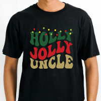 Holly Jolly Uncle Christmas Groovy Black