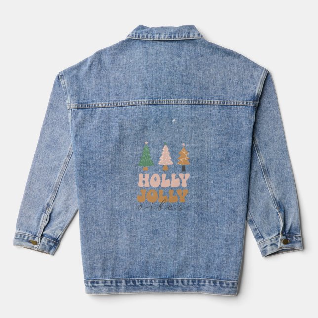 Holly Jolly vibes Baby Bodysuit Denim Jacket (Back)