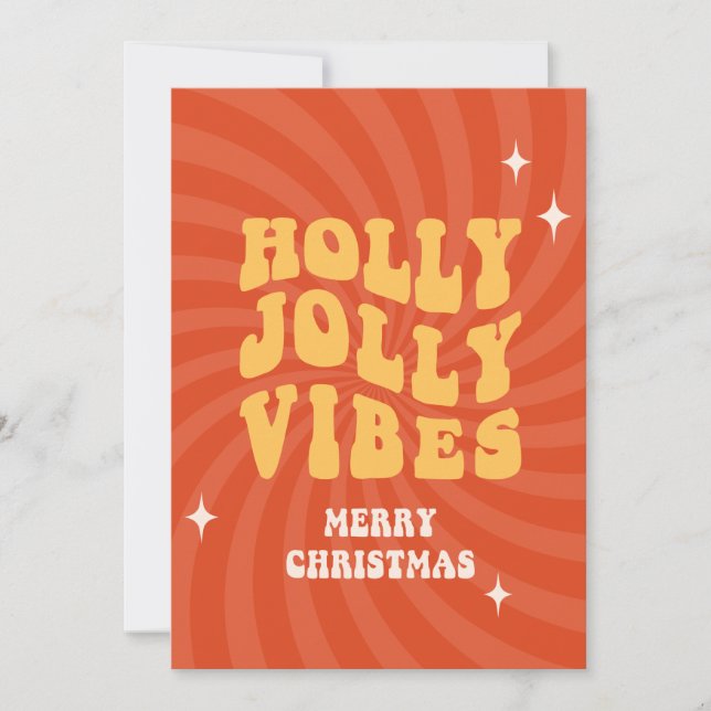 Holly Jolly Vibes - Merry Christmas Holiday Card (Front)
