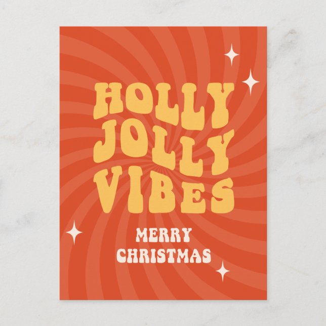 Holly Jolly Vibes - Merry Christmas Holiday Postcard (Front)