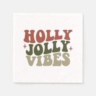 Holly Jolly Vibes Retro 1960s Christmas Party Napkin