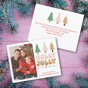 holly jolly vibes retro chic christmas  photo    holiday card