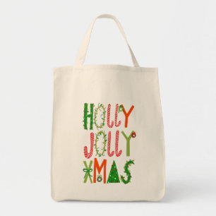 HOLLY JOLLY XMAS Sweet Holiday Christmas Tote Bag