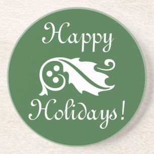 Holly leaf and berries Christmas drink coasters