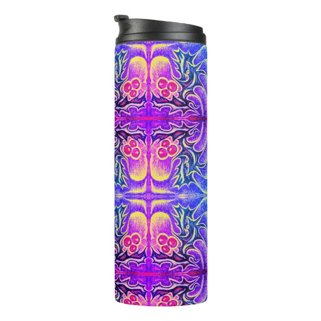 Holly Leaf and Berry Colourful Thermal Tumbler (Rotated Right)