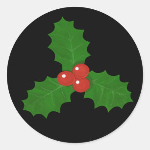 Holly Leaf Classic Round Sticker