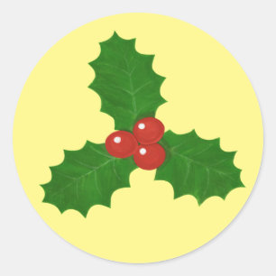 Holly Leaf Classic Round Sticker