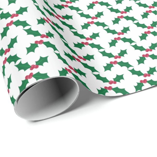 Holly Leaf Pattern Wrapping Paper (Roll Corner)
