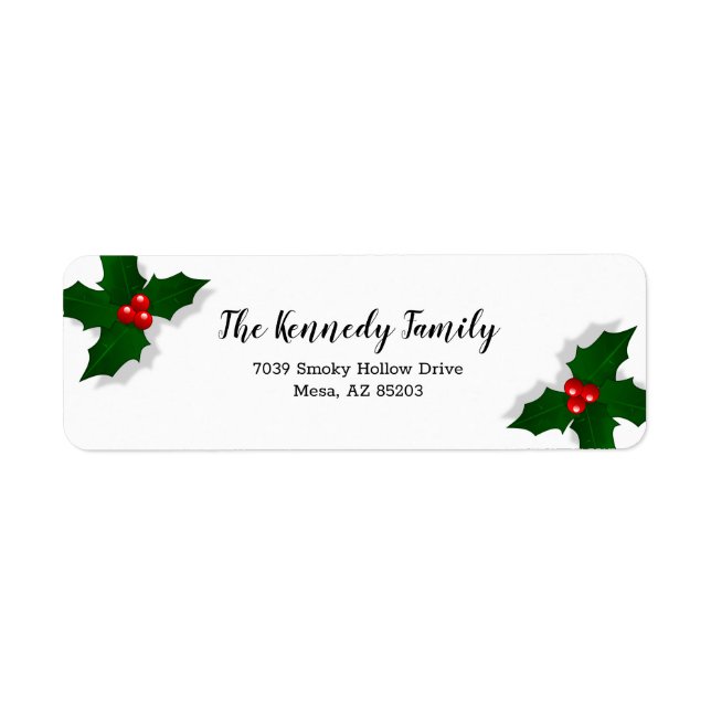 Holly Leaves And Berries  Christmas Return Address Label (Front)