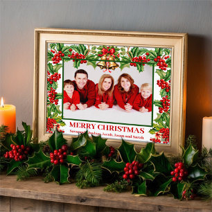 Holly Leaves and Berries Custom Photo Print