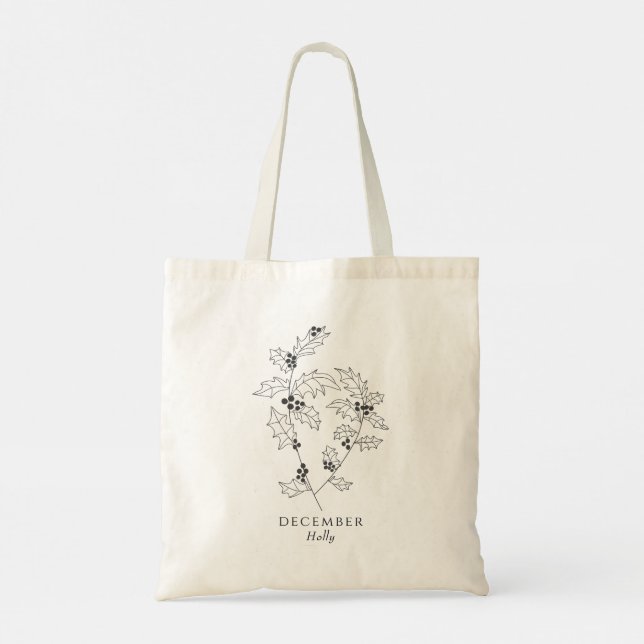 Holly leaves and berries - December birth month  Tote Bag (Back)