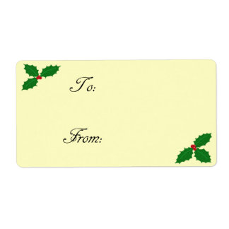 Holly Leaves and Berries Gift Tag Label