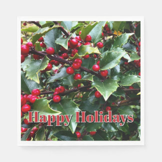 Holly leaves and Berries Napkin