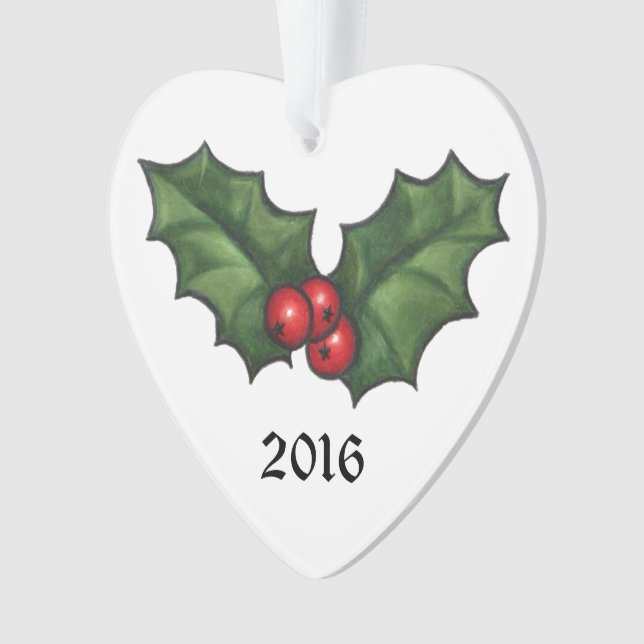 Holly leaves and berries ornament (Front)