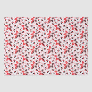 Holly Leaves and Flowers Tissue Paper