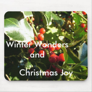 Holly leaves and red berries, Christmas Mouse Pad