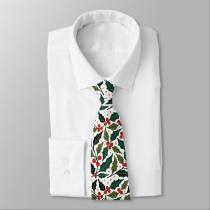 Holly Leaves And Stars Retro Modern Background Tie