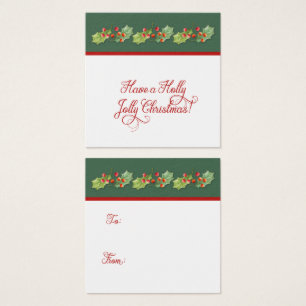 Holly Leaves Berries Holly Jolly Christmas Tags