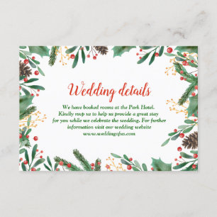 Holly Leaves Berry Christmas   Wedding Details Invitation