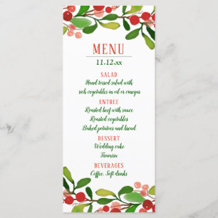 Holly Leaves Berry Christmas   Wedding Menu