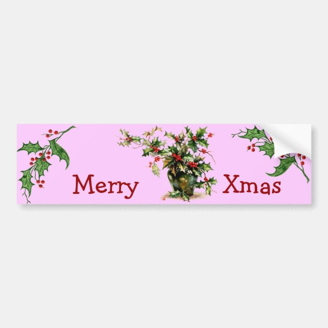 Holly Leaves Bumper Sticker (Front)