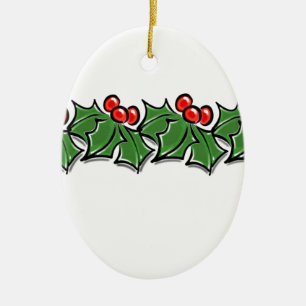 Holly Leaves, Holly berries, Christmas wreath  Ceramic Ornament