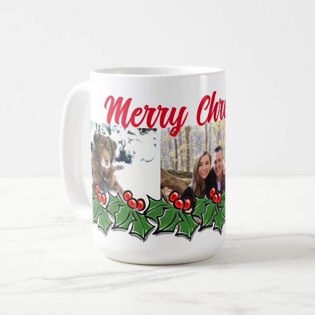 Holly Leaves, Holly berries, Christmas wreath  Coffee Mug (Front Left)