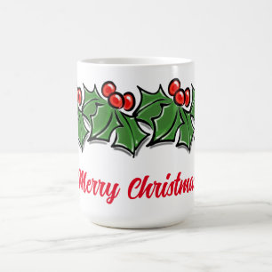 Holly Leaves, Holly berries, Christmas wreath  Coffee Mug