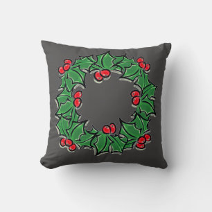 Holly Leaves, Holly berries, Christmas wreath  Cushion