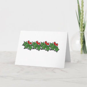 Holly Leaves, Holly berries, Christmas wreath  Holiday Card