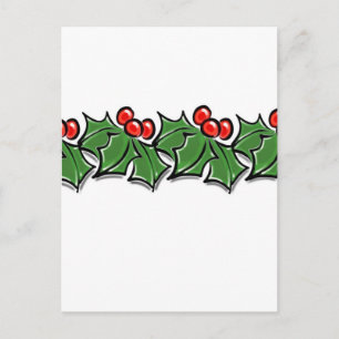 Holly Leaves, Holly berries, Christmas wreath  Postcard