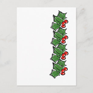 Holly Leaves, Holly berries, Christmas wreath  Postcard
