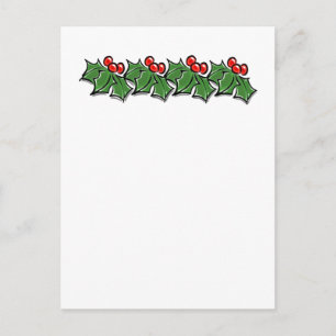 Holly Leaves, Holly berries, Christmas wreath  Postcard