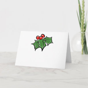 Holly Leaves, Holly berries, fun holiday botanical Card