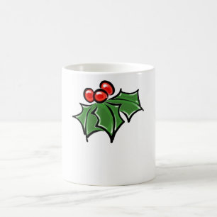Holly Leaves, Holly berries, fun holiday botanical Coffee Mug