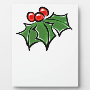 Holly Leaves, Holly berries, fun holiday botanical Plaque