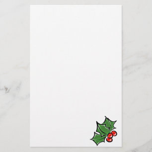Holly Leaves, Holly berries, fun holiday botanical Stationery